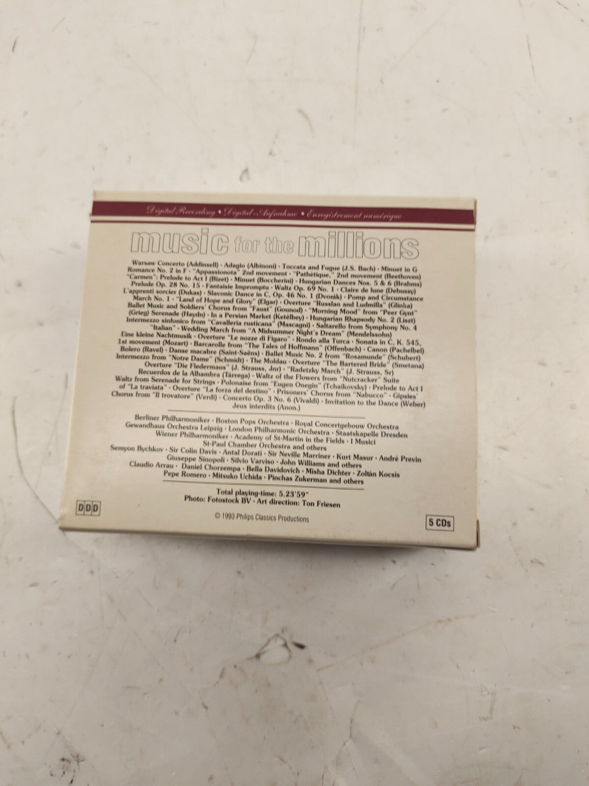 5 CD Box Set - Music For The Millions - Favorite Classical Melodies Collin Davis