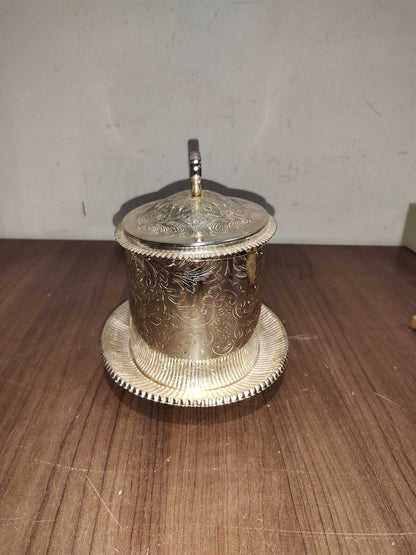 Antique Victorian Footed Silverplate Tea Caddy Biscuit Box