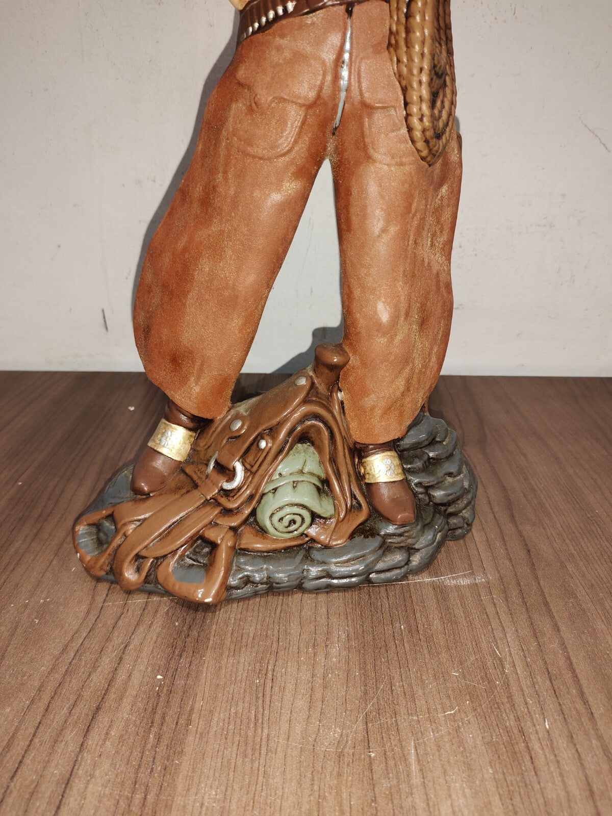 Vintage Cowboy Wooden Painted Figurine Statue