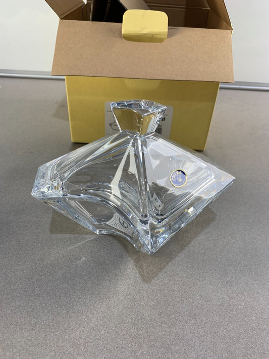 Vintage Bohemian Czech Clear 24% Lead COMET- CANDY BOX 7"