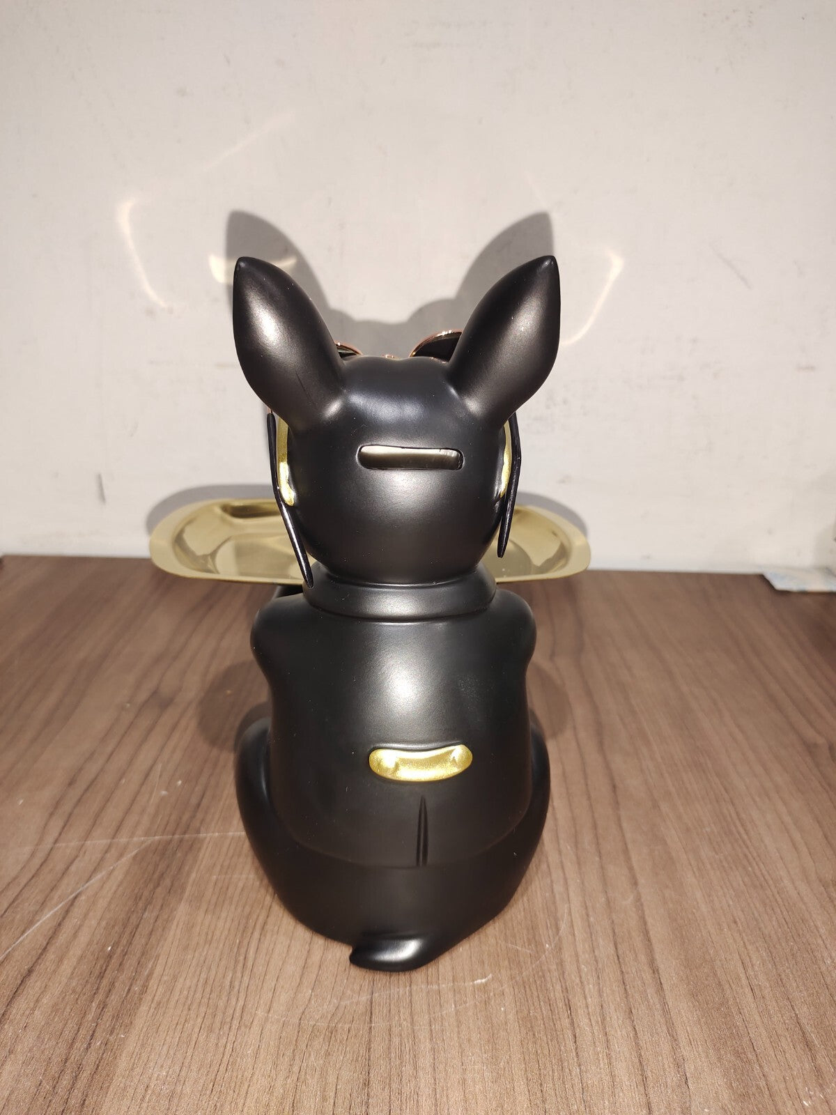 French Bulldog Statue With Good Glasses Resin, Key Tray Bank, Black - New In Box