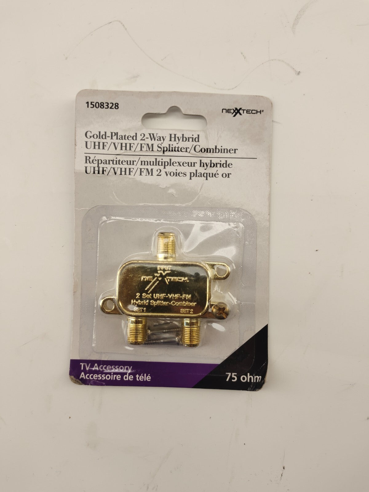 NEW 24kt Gold Plated 2 Way Hybrid 75 ohm UHF/VHF/FM Splitter RadioShack 15-8328A