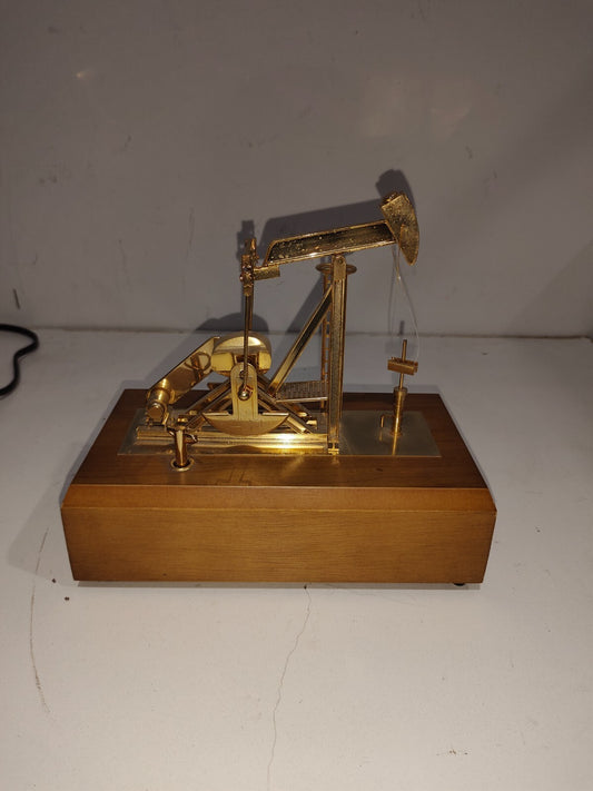 Vintage Metal Oil Derrick Model - Wind-Up Music Show Piece
