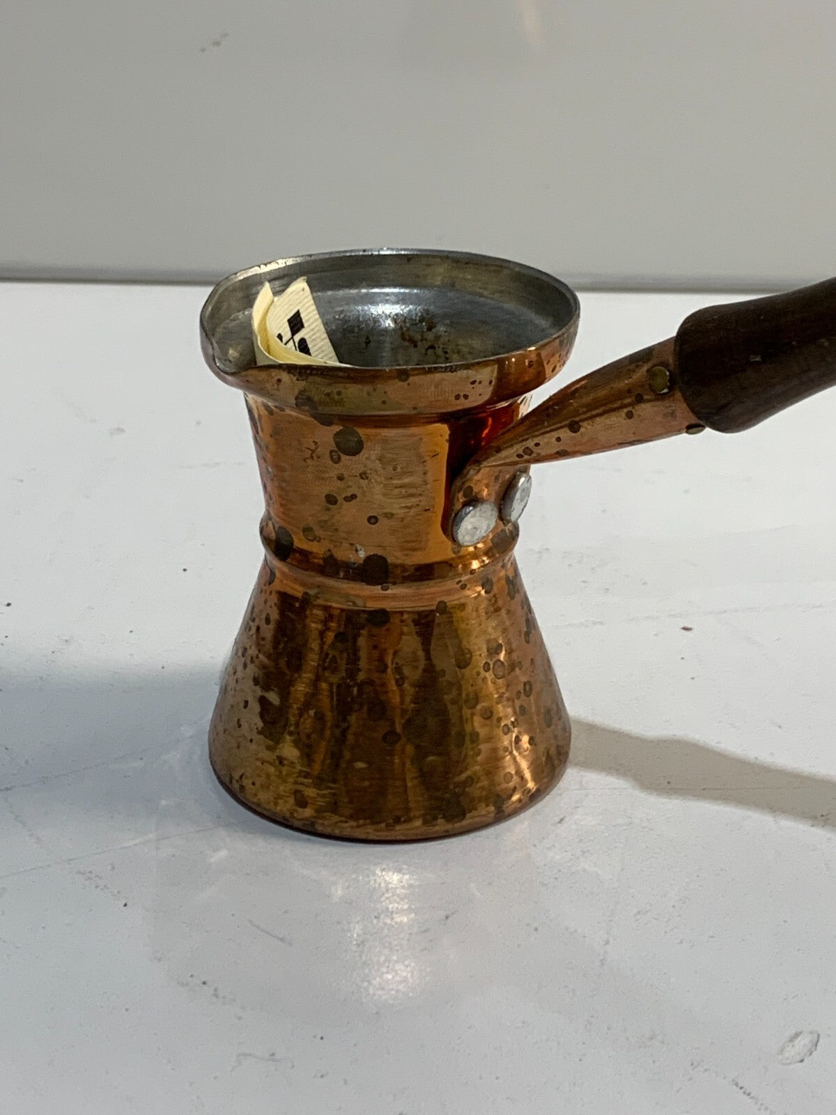 Vintage copper tin greek stove top coffee pot birik cezve