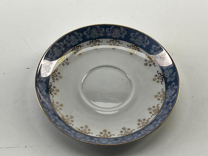 1 Cup w/Matching Saucer China 977 Porcelain Blue/White/Gold