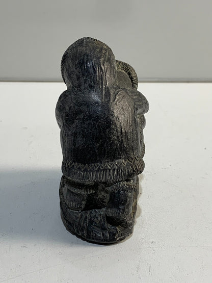 Vintage Inuit Children Sledding Eskimo Art Hand Made Canada Resin