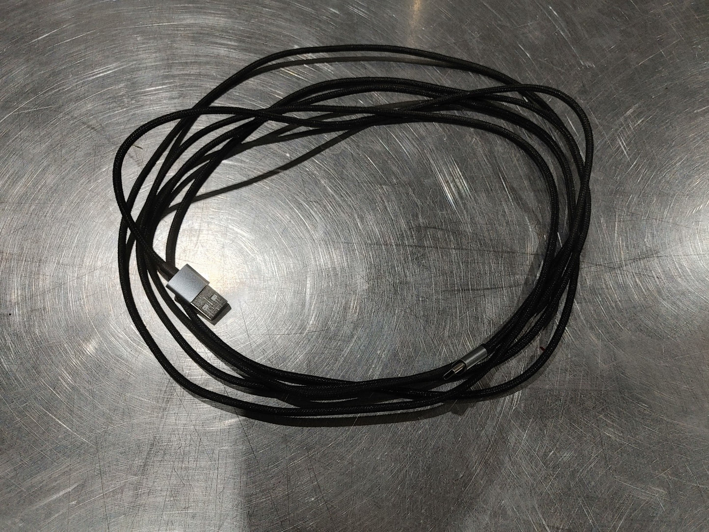 EXCELLENT CONDITION 10FT USBC to USBA Braided Black/Silver Cable for PC Mac