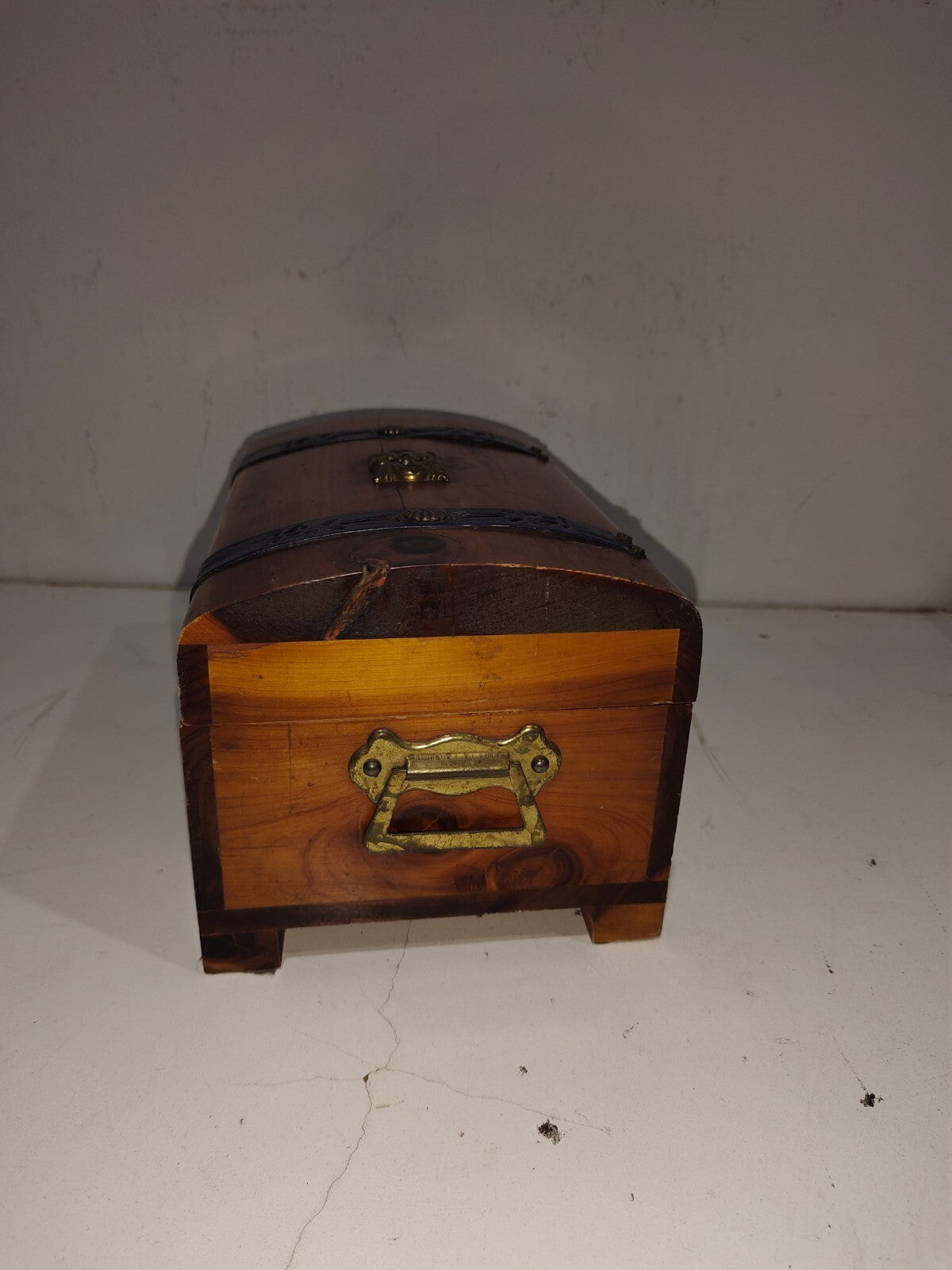 Vintage Wooden Jewelry Box With Mirror