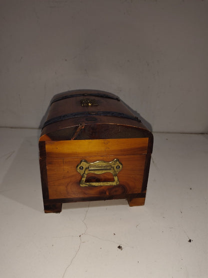 Vintage Wooden Jewelry Box With Mirror