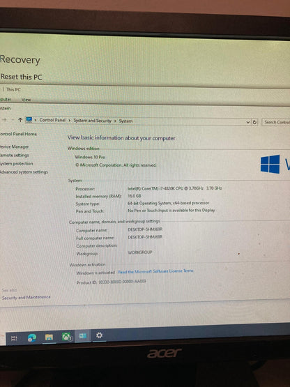 ASUS Gaming PC i7 4th GEN 16GB RAM - 256GB SSD + 2TB HDD - WINDOWS 10 PRO