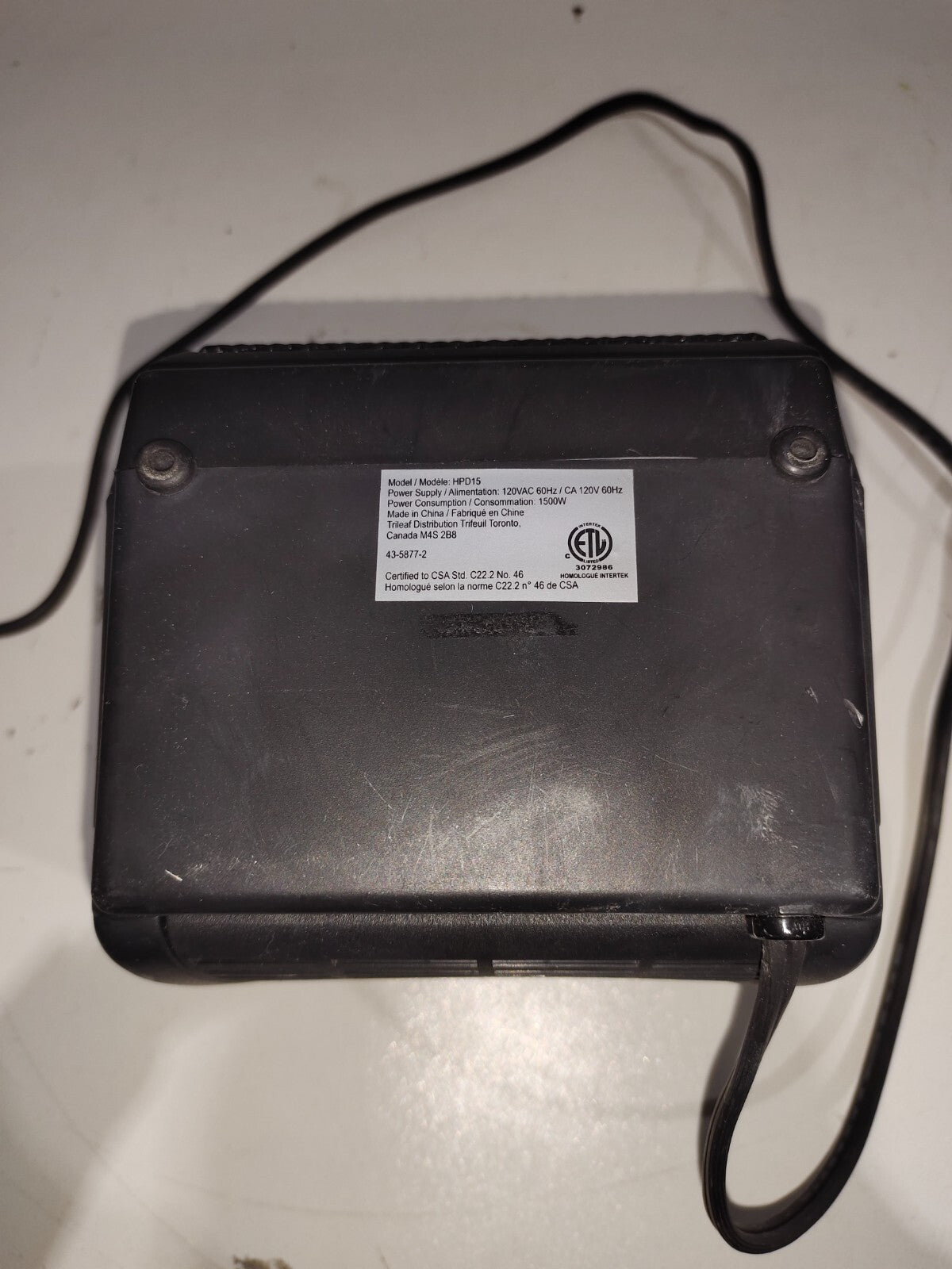 Lancaster HPD15 Portable Heater Heating Fan