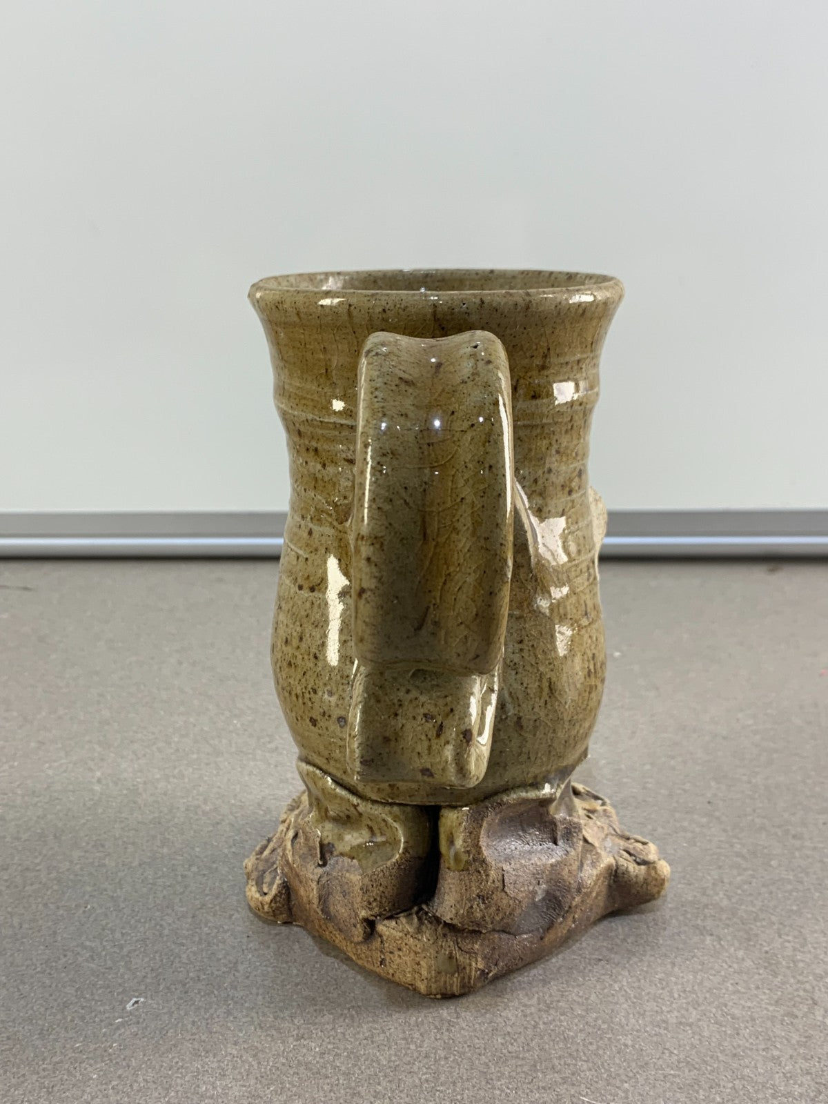 Vintage 1970s Studio Pottery Stoneware Funny Ugly Face Mug with Feet