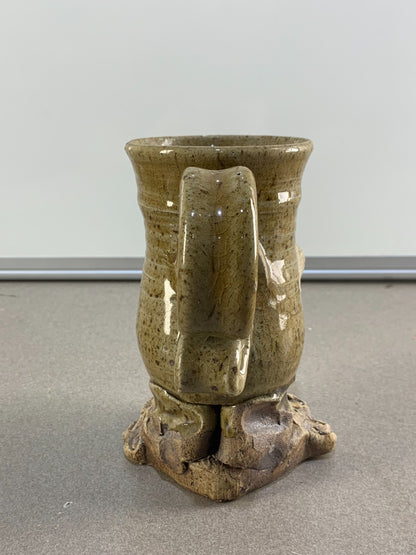 Vintage 1970s Studio Pottery Stoneware Funny Ugly Face Mug with Feet
