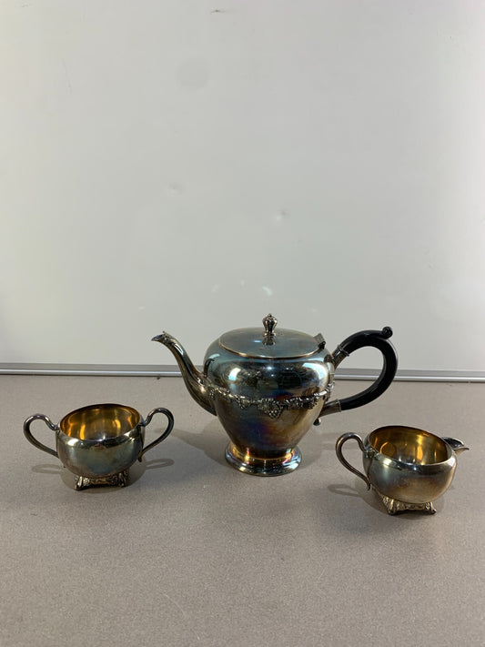 Wm. A Rogers Silver Plated Coffee or Tea Pot Sugar Bowl and Creamer Serve Set