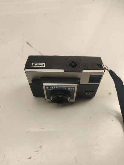 Kodak Instamatic X-15 Film Camera Vintage w/Hand Strap Black & Silver
