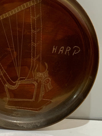 Vintage Rare Iraq Harp Plate Brass
