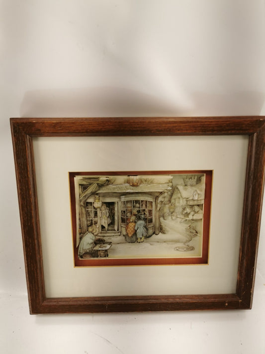 Vintage Anton pieck paper Art 3D Shadow box- "Curiosity Shop"
