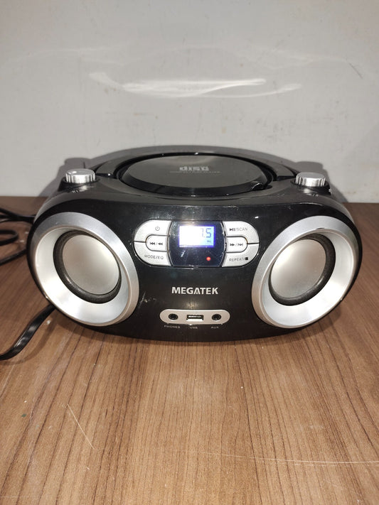 Megatek CB-M25BT Portable CD Player Boombox with FM Stereo Radio, Bluetooth