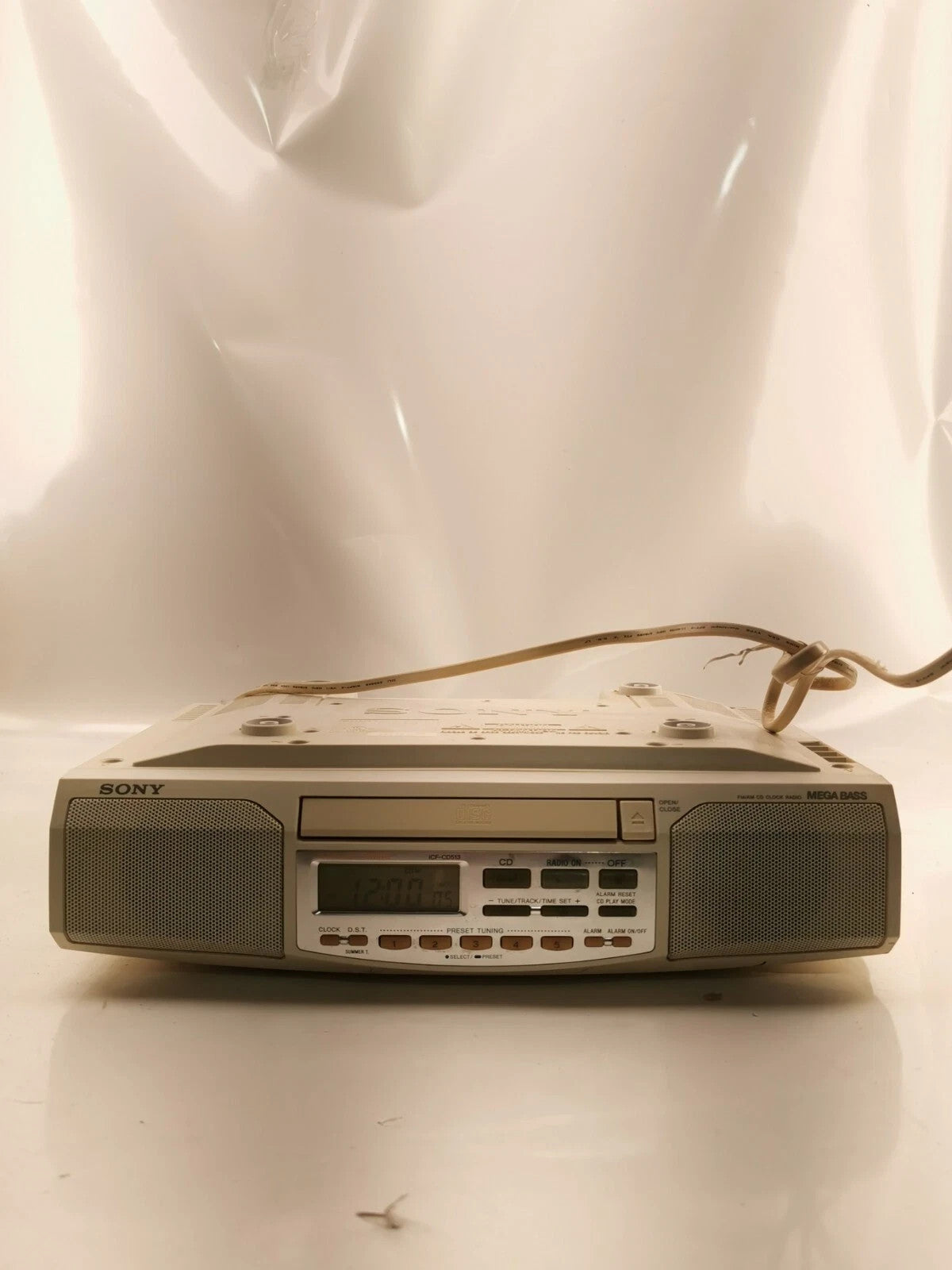 Sony ICF-CD513 Under Cabinet Counter CD Clock Radio AM/FM Mega Bass WORKS GREAT!