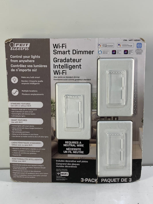 Feit Wi-Fi Smart Dimmer Works with Google Alexa Siri 3 Value Pack
