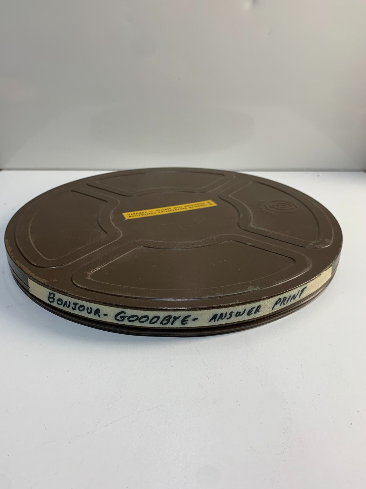 Vintage Brown Metal 16mm Film Tins - With reel inside- Made in the USA