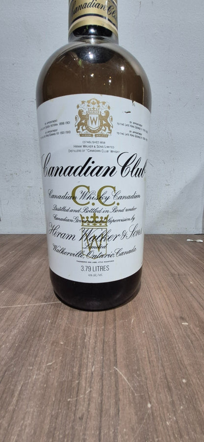 Vintage Canadian Club Whiskey Bottle - 1977 3.79L Hiram & Sons - 19" Tall