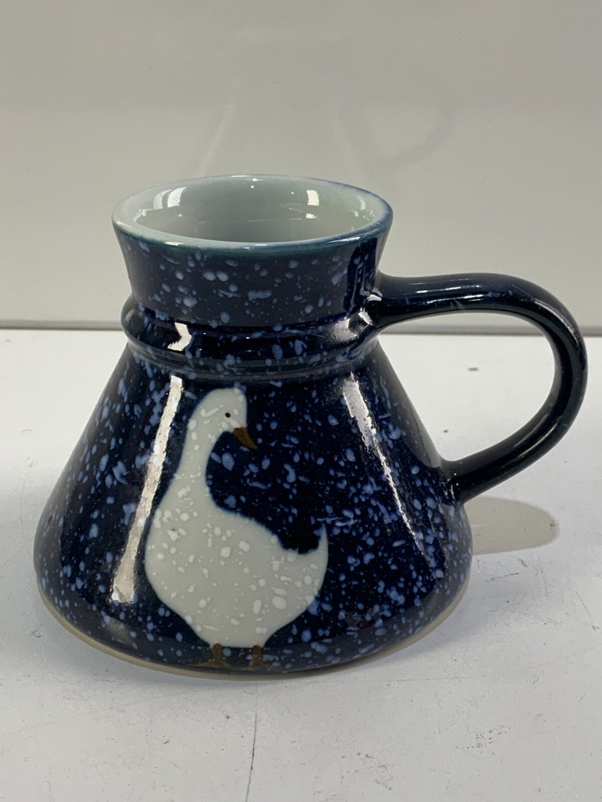 Vintage Goose Spill Safe Mug Blue Spackle by Otagiri