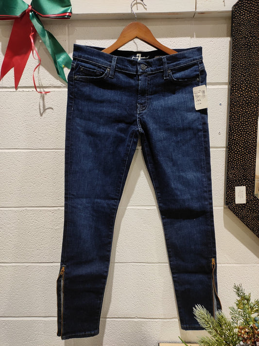 7 For All Mankind - Dark Wash Zip Bottom Gwenevere Jeans, Women Size 30 NWT