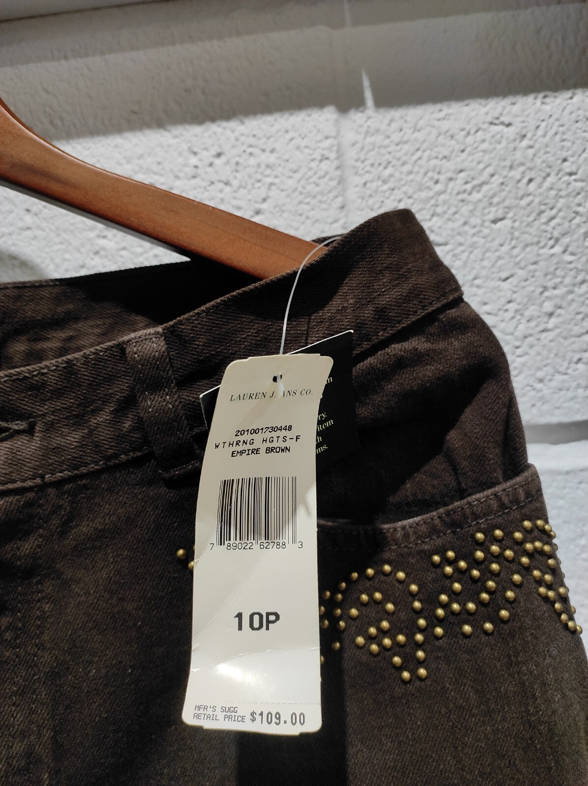 Vintage Lauren Jean Co Women's Size 10p Brown Beaded Curvy Bootcut Denim Jeans