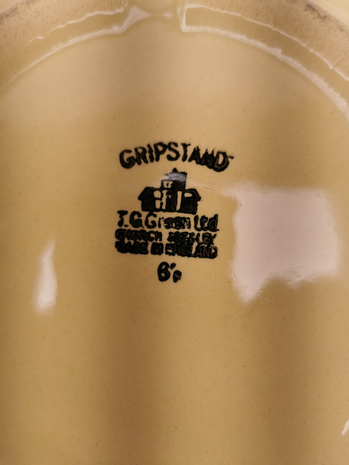 Vintage T G Green 13" "Gripstand" Mixing Bowl Made in England Yellow Ware.