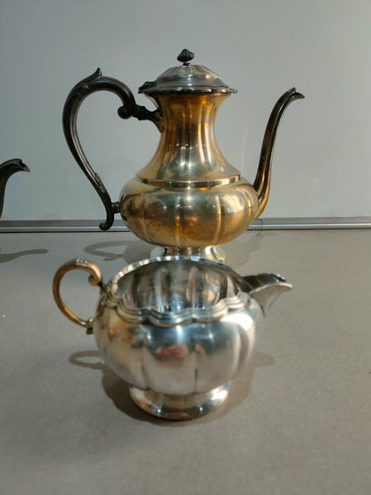 Vintage Art Deco Four Piece Primrose Plate B.M.Spouts Tea Service/E.P. Copper/