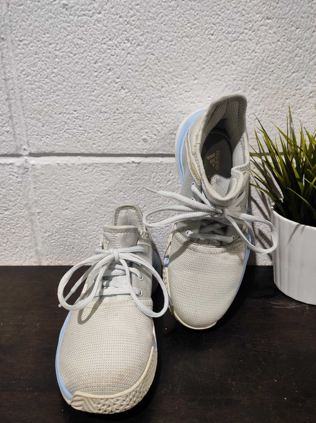 Adidas Court Jam Shoes Youth 2 Tennis Sneakers Lace Up Baby Blue