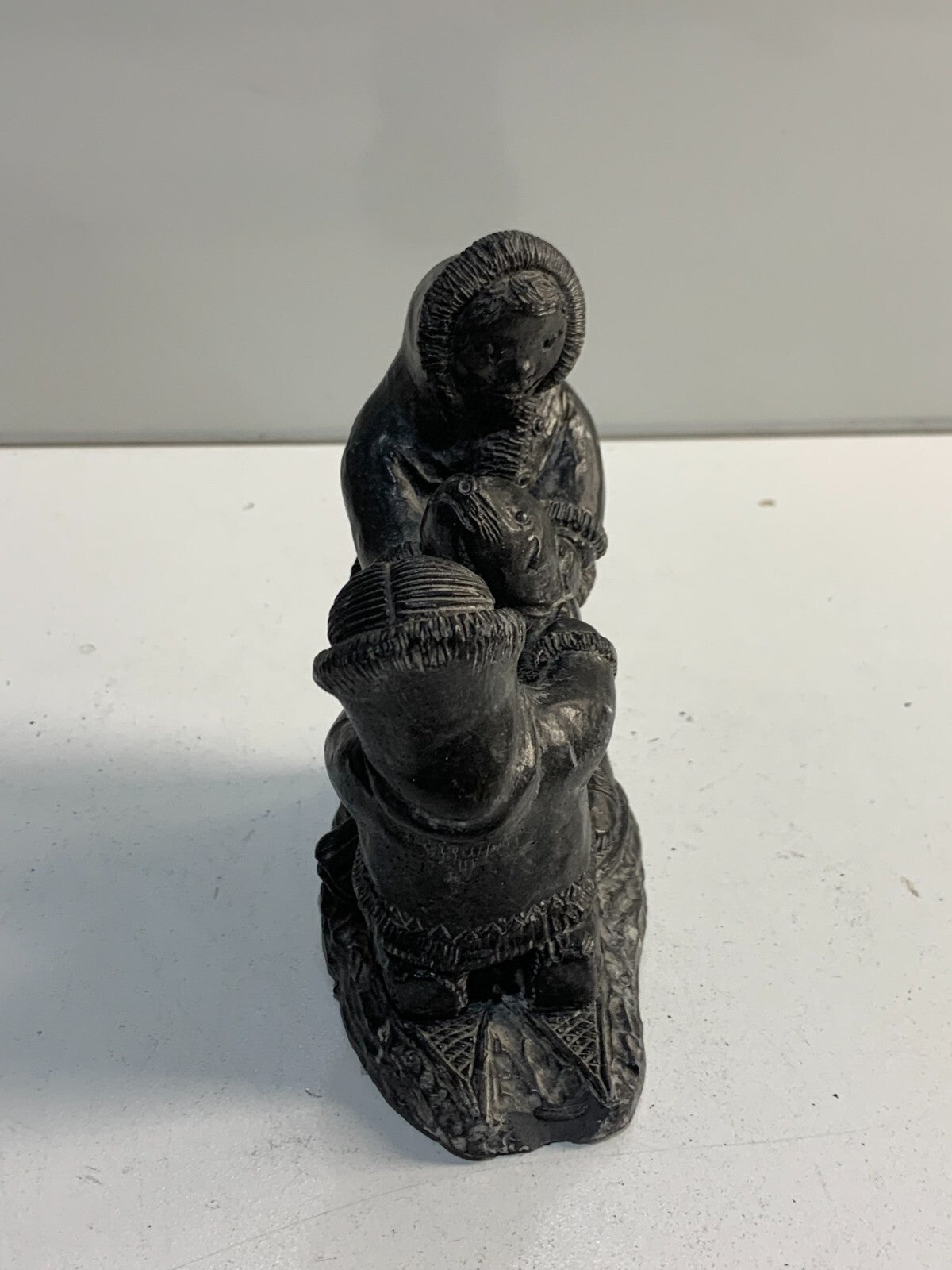 Wolf Original Soapstone Carving Sculpture Inuit Couple Hand Made In Canada VTG