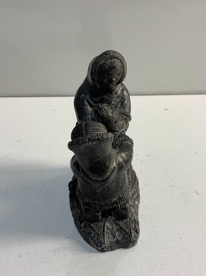 Wolf Original Soapstone Carving Sculpture Inuit Couple Hand Made In Canada VTG
