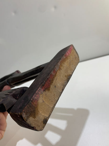 Haitian Wood Carved Figure of Man & Woman 13.5" Tall Vintage Wooden Statue Pair