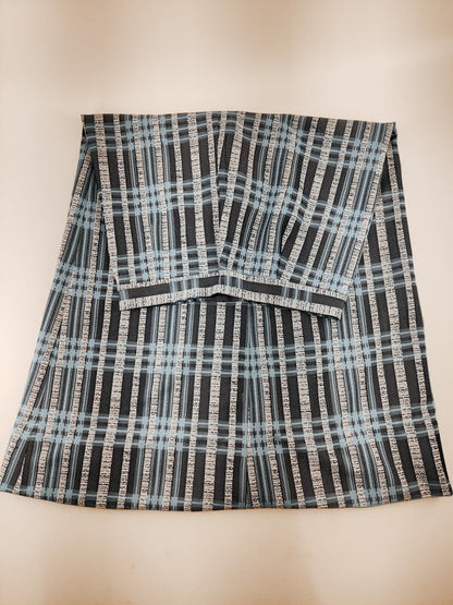 Unique Vintage Blue Patterned Maxi Skirt