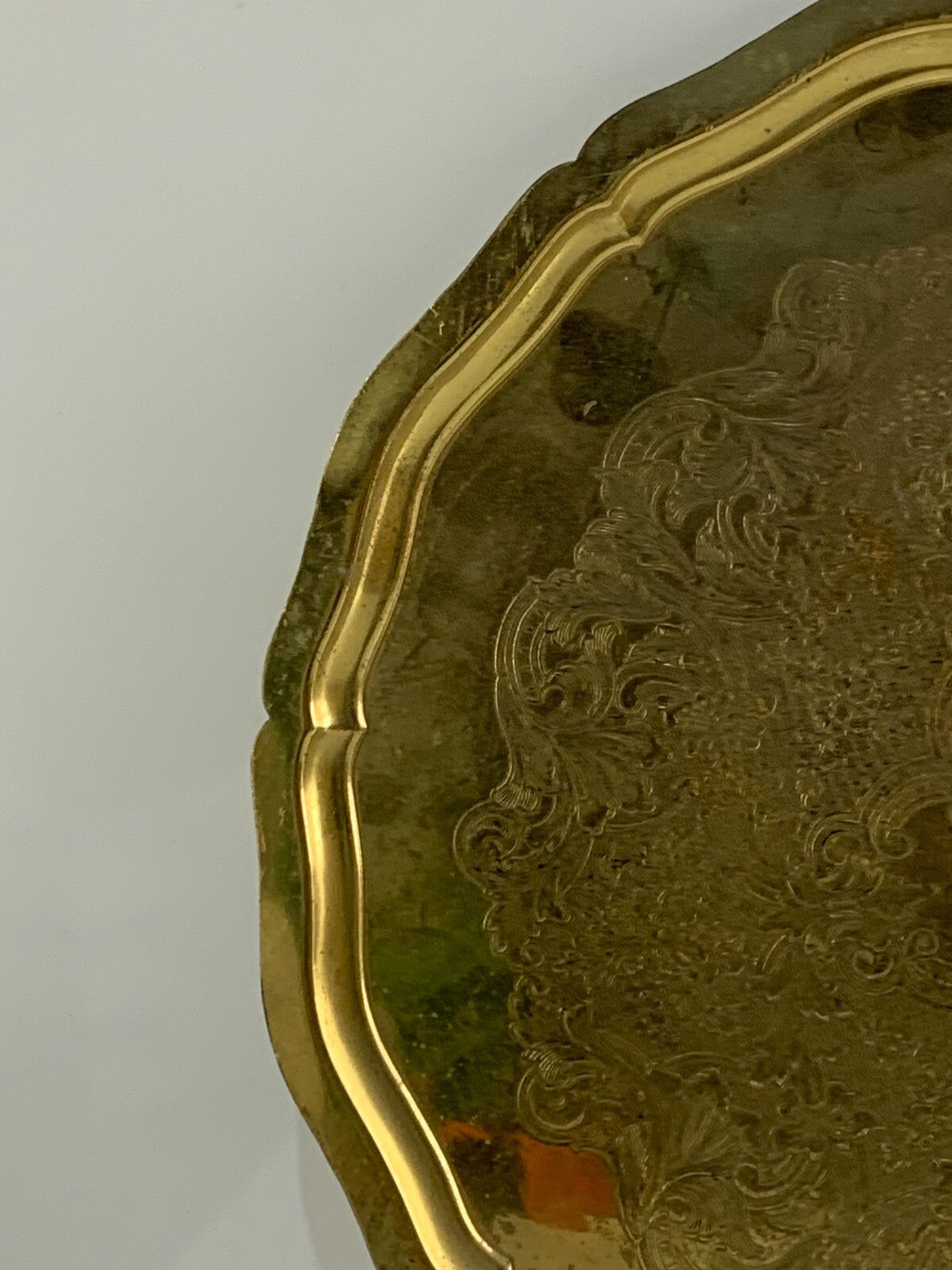 Vintage Gold Plated Brass Round Tray