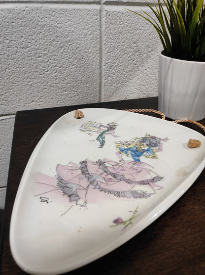 Alka Kunst Porcelain Plate Triangular  Wall Hanging Bavaria Set of 2