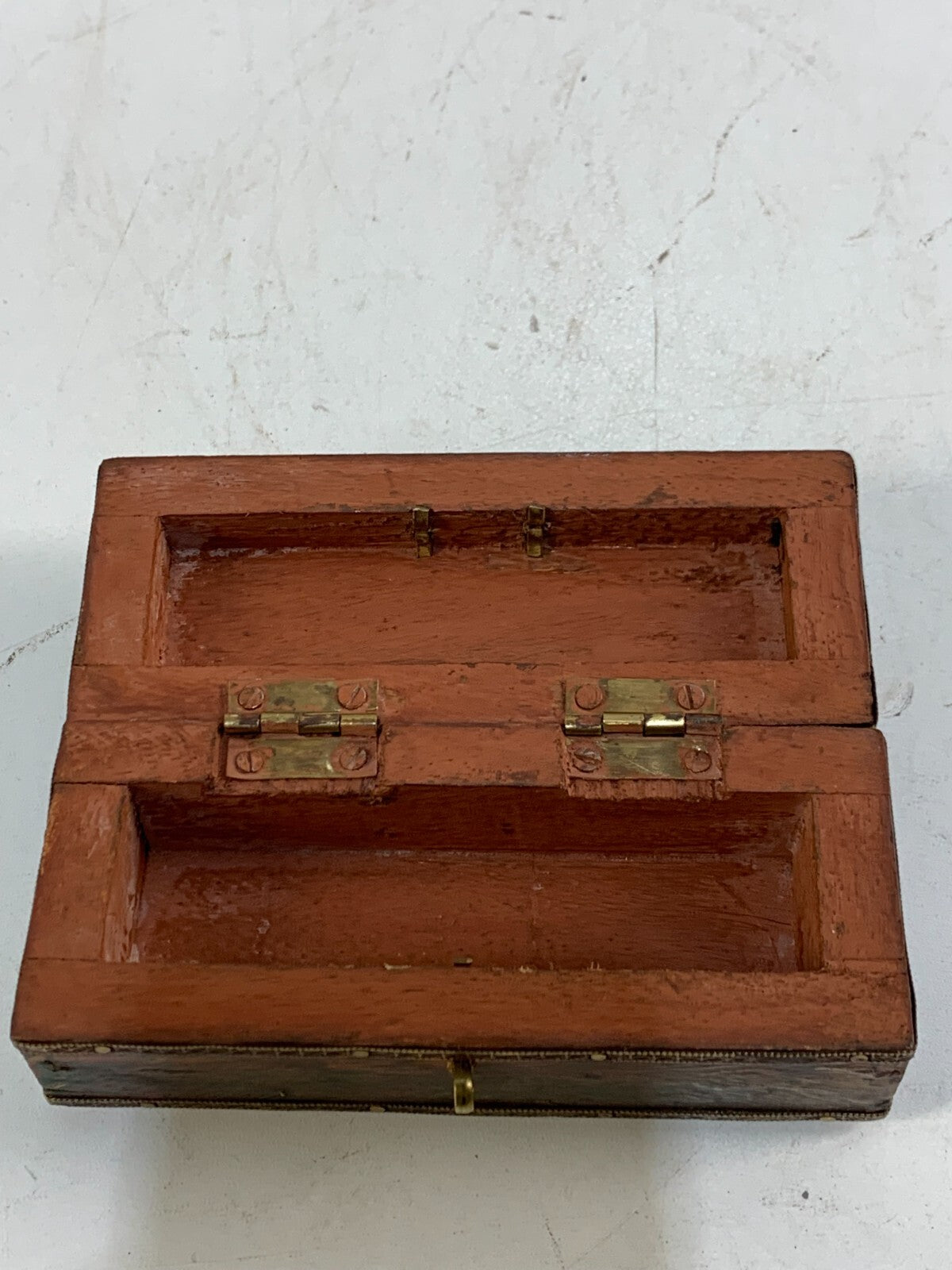 Vintage Look Wooden Jewellery Box With Brass Fittings Beautiful Work