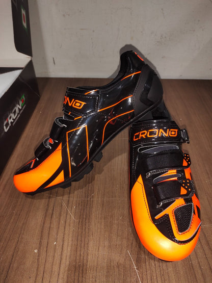 Crono CX-3 17 Mountain Bike Gravel BMX Shoes - Black Orange - Size - 43.5 (EUR)
