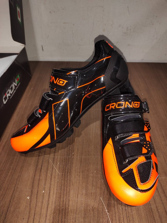 Crono CX-3 17 Mountain Bike Gravel BMX Shoes - Black Orange - Size - 43.5 (EUR)