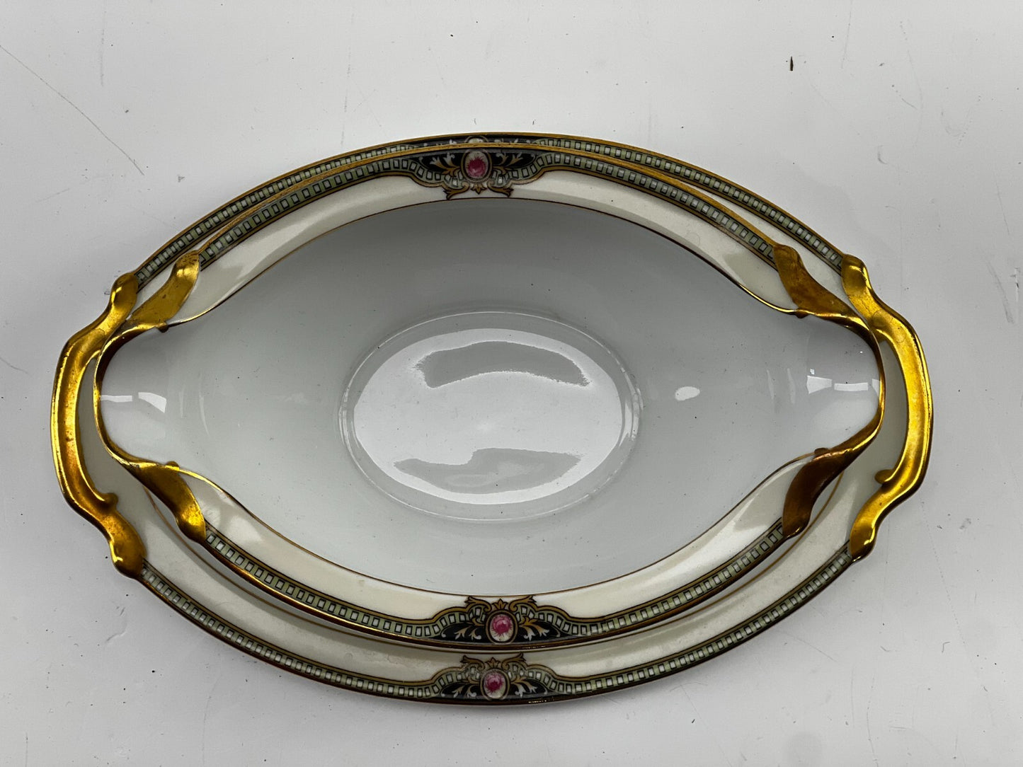 Vintage NORITAKE China  "FLOREAL"  GRAVY BOAT with Attached Underplate
