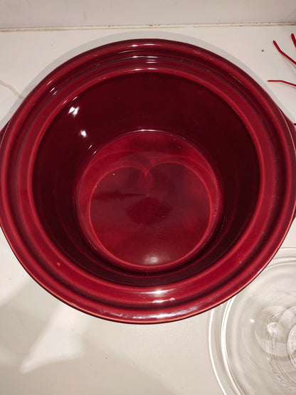 Vintage Rival Crock-Pot Embossed Slow Cooker Red Floral Print