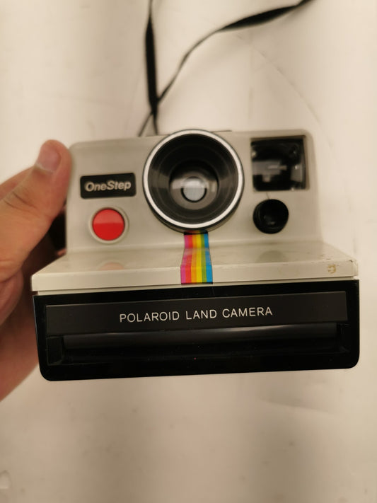 Vintage Original Polaroid SX-70 OneStep White Rainbow Stripe Land Camera