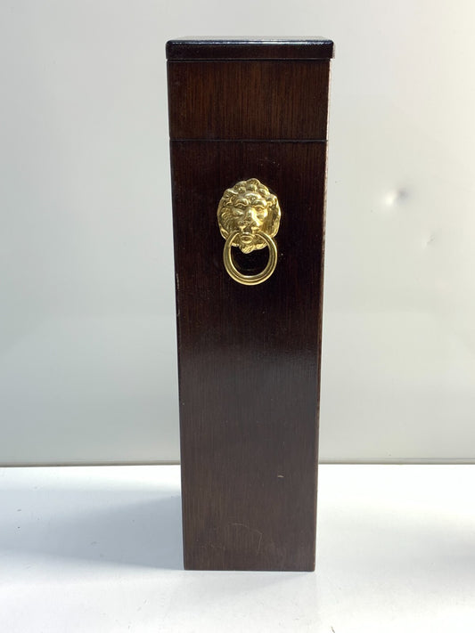 Vintage The Bombay Company Wooden Box Match Holder with Brass Lion 13" Tall