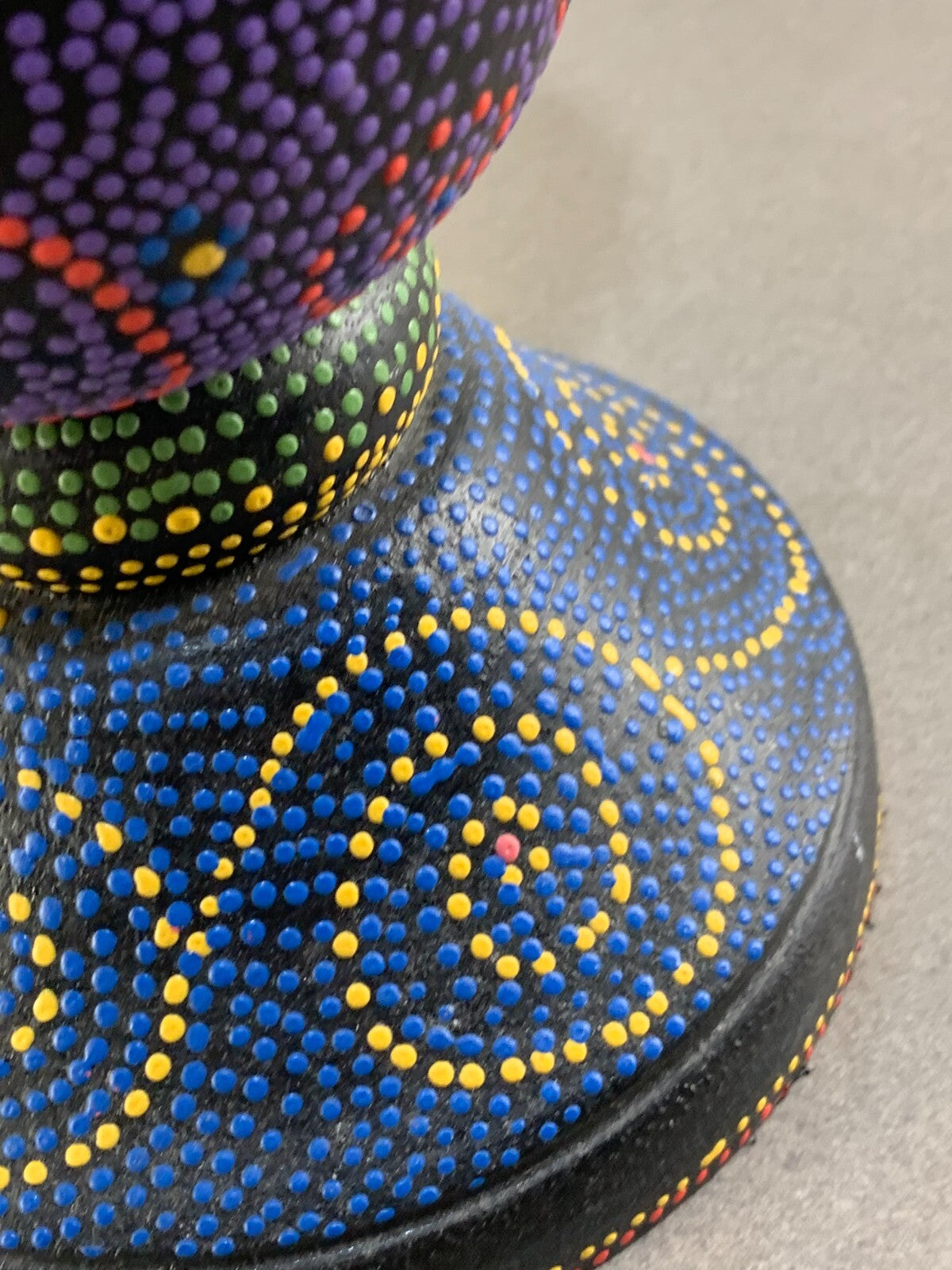 Hand Painted Stippled Wood Pillar Candle Holder