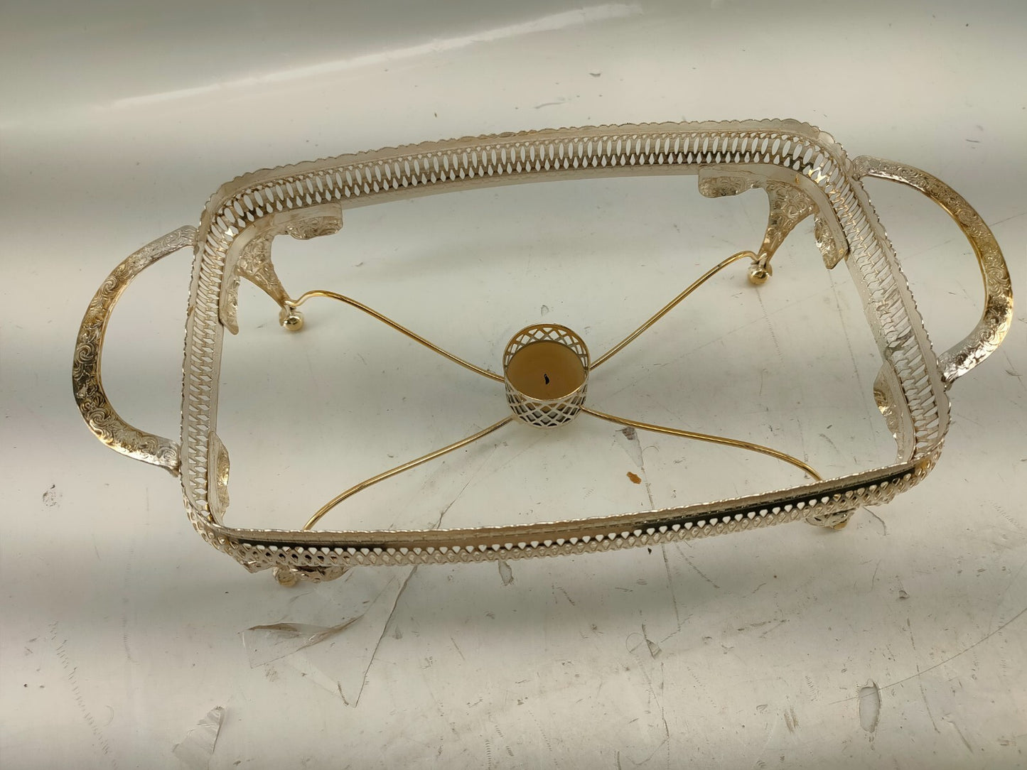 Queen Anne Table Top Serving Dish Gold Plated w/Special Tarnish Resistant Finish