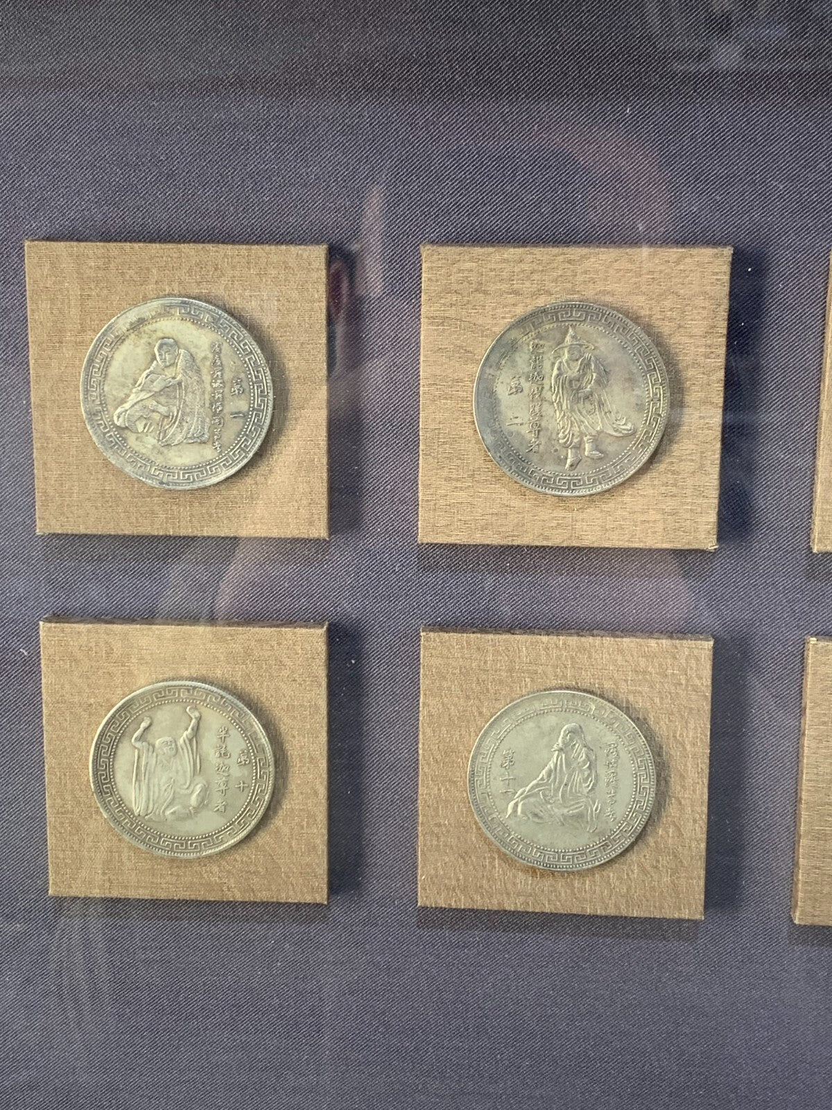 18 Antique Buddhist Arhats Coins In Frame