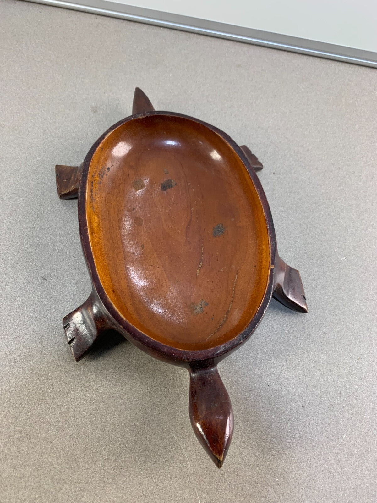 Carved Teak Wood Turtle Tortoise Dish Catch All Vintage