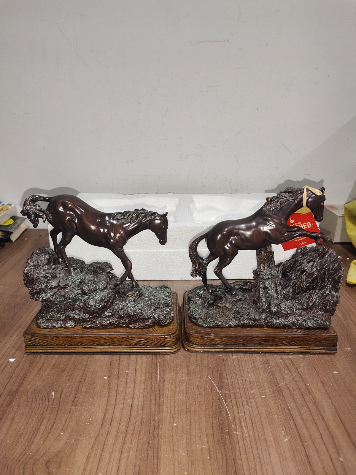 Red Shed Climbing Horses Bookends - Wooden